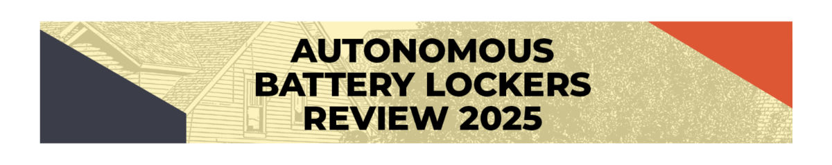 Banner mit dem Text - AUTONOMOUS BATTERY LOCKERS REVIEW 2025.