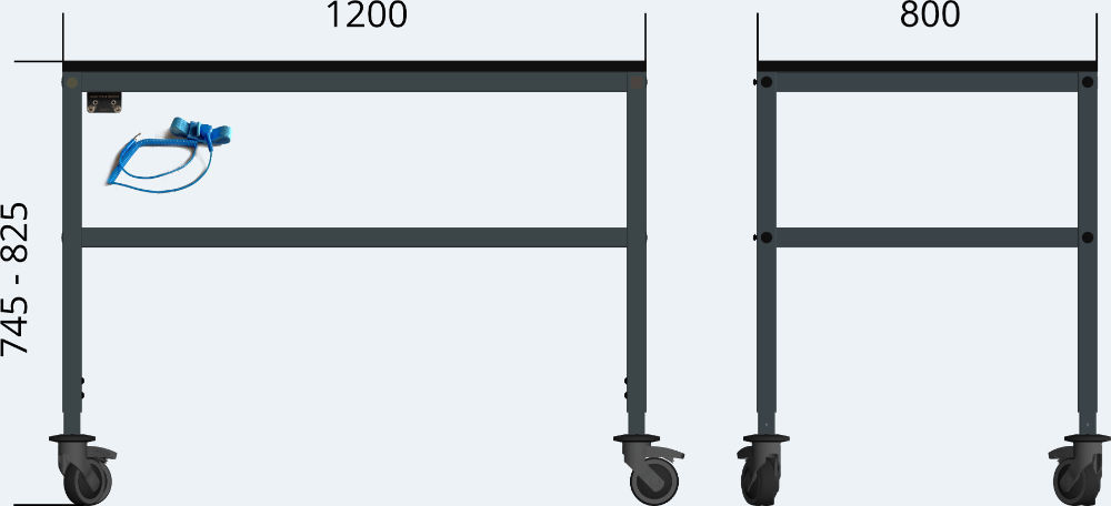 ALGERS-Werkbank - 745 – 825 x 1200 x 700 - fahrbar